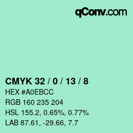 Color code: CMYK 32 / 0 / 13 / 8 | qconv.com
