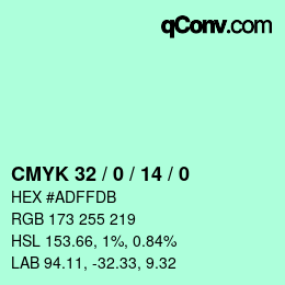 颜色代码: CMYK 32 / 0 / 14 / 0 | qconv.com