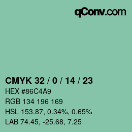 Color code: CMYK 32 / 0 / 14 / 23 | qconv.com