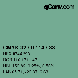 カラーコード: CMYK 32 / 0 / 14 / 33 | qconv.com