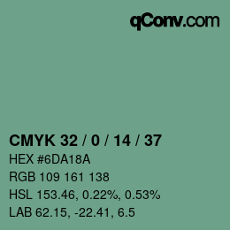 カラーコード: CMYK 32 / 0 / 14 / 37 | qconv.com