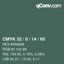 カラーコード: CMYK 32 / 0 / 14 / 60 | qconv.com