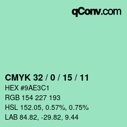 カラーコード: CMYK 32 / 0 / 15 / 11 | qconv.com