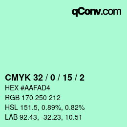 カラーコード: CMYK 32 / 0 / 15 / 2 | qconv.com