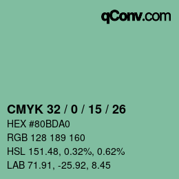 Código de color: CMYK 32 / 0 / 15 / 26 | qconv.com