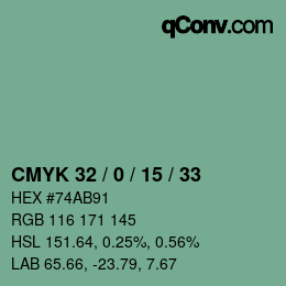 Color code: CMYK 32 / 0 / 15 / 33 | qconv.com