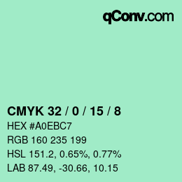 颜色代码: CMYK 32 / 0 / 15 / 8 | qconv.com