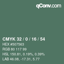 Color code: CMYK 32 / 0 / 16 / 54 | qconv.com