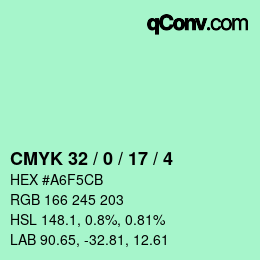 Color code: CMYK 32 / 0 / 17 / 4 | qconv.com