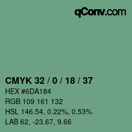 Color code: CMYK 32 / 0 / 18 / 37 | qconv.com