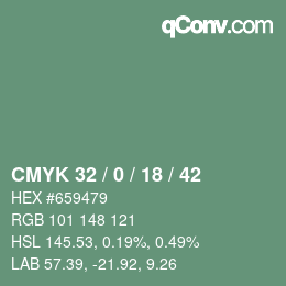 颜色代码: CMYK 32 / 0 / 18 / 42 | qconv.com