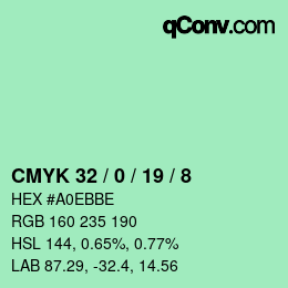 カラーコード: CMYK 32 / 0 / 19 / 8 | qconv.com