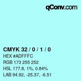 Color code: CMYK 32 / 0 / 1 / 0 | qconv.com