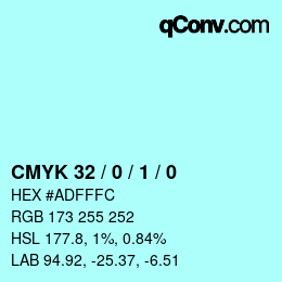 カラーコード: CMYK 32 / 0 / 1 / 0 | qconv.com