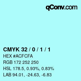 Código de color: CMYK 32 / 0 / 1 / 1 | qconv.com