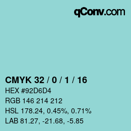 颜色代码: CMYK 32 / 0 / 1 / 16 | qconv.com