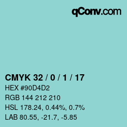カラーコード: CMYK 32 / 0 / 1 / 17 | qconv.com