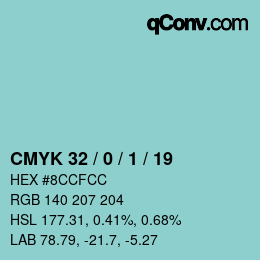 カラーコード: CMYK 32 / 0 / 1 / 19 | qconv.com