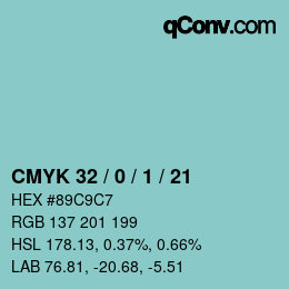 Color code: CMYK 32 / 0 / 1 / 21 | qconv.com