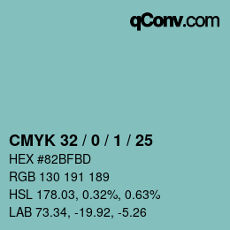 颜色代码: CMYK 32 / 0 / 1 / 25 | qconv.com