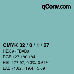 Color code: CMYK 32 / 0 / 1 / 27 | qconv.com