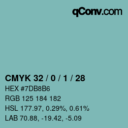 Color code: CMYK 32 / 0 / 1 / 28 | qconv.com