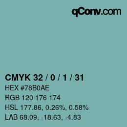 カラーコード: CMYK 32 / 0 / 1 / 31 | qconv.com