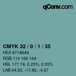 Color code: CMYK 32 / 0 / 1 / 35 | qconv.com