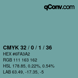 Farbcode: CMYK 32 / 0 / 1 / 36 | qconv.com