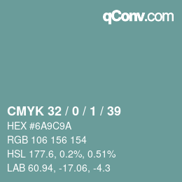 カラーコード: CMYK 32 / 0 / 1 / 39 | qconv.com