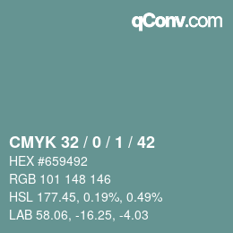 颜色代码: CMYK 32 / 0 / 1 / 42 | qconv.com