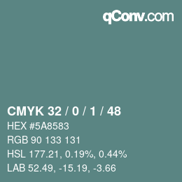 Color code: CMYK 32 / 0 / 1 / 48 | qconv.com