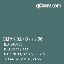 颜色代码: CMYK 32 / 0 / 1 / 56 | qconv.com