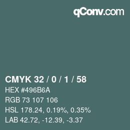 Color code: CMYK 32 / 0 / 1 / 58 | qconv.com