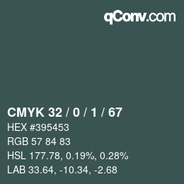 Color code: CMYK 32 / 0 / 1 / 67 | qconv.com