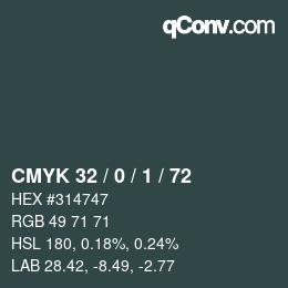 カラーコード: CMYK 32 / 0 / 1 / 72 | qconv.com