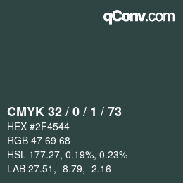 Color code: CMYK 32 / 0 / 1 / 73 | qconv.com