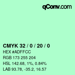 Color code: CMYK 32 / 0 / 20 / 0 | qconv.com