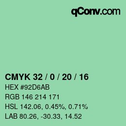 カラーコード: CMYK 32 / 0 / 20 / 16 | qconv.com