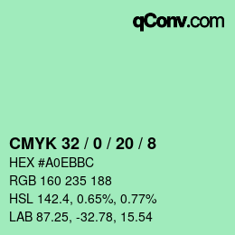 Color code: CMYK 32 / 0 / 20 / 8 | qconv.com