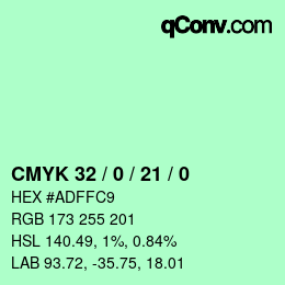 Color code: CMYK 32 / 0 / 21 / 0 | qconv.com