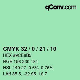 Color code: CMYK 32 / 0 / 21 / 10 | qconv.com
