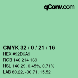 Color code: CMYK 32 / 0 / 21 / 16 | qconv.com