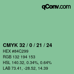 Color code: CMYK 32 / 0 / 21 / 24 | qconv.com