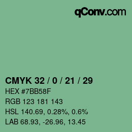Color code: CMYK 32 / 0 / 21 / 29 | qconv.com