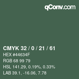 Color code: CMYK 32 / 0 / 21 / 61 | qconv.com