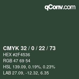 カラーコード: CMYK 32 / 0 / 22 / 73 | qconv.com