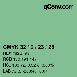 Color code: CMYK 32 / 0 / 23 / 25 | qconv.com