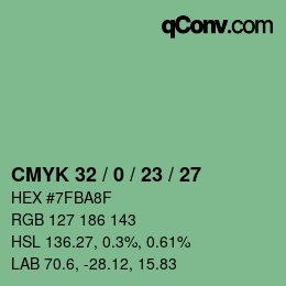 Color code: CMYK 32 / 0 / 23 / 27 | qconv.com