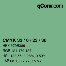 颜色代码: CMYK 32 / 0 / 23 / 30 | qconv.com